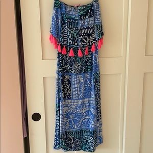 Strapless Lilly Pulitzer Midi Dress tassel detail!